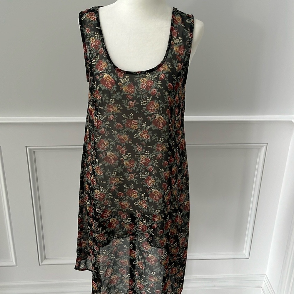 ASOS Maternity sheer sleeveless shift midi dress black floral 8 women's